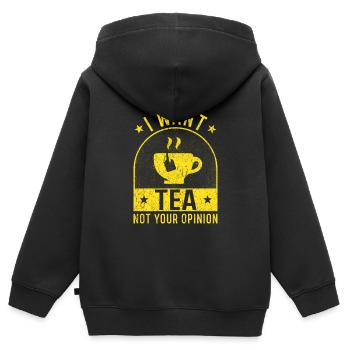 Amateurs de thé Cadeaux de thé Dicton de thé - Sweat Premium à capuche zippé enfant bio - noir - Dos - AI Model Kid Male (0cm)