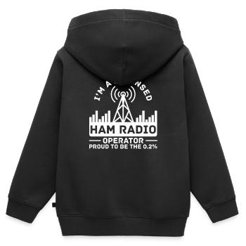 Opérateur de radioamateur agréé Proud Amateur Radio - Sweat Premium à capuche zippé enfant bio - noir - Dos - AI Model Kid Male (0cm)