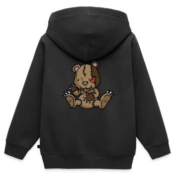 Horreur Teddy Bear Halloween - Sweat Premium à capuche zippé enfant bio - noir - Dos - AI Model Kid Male (0cm)