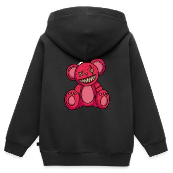 Horreur Teddy Bear Bloody Halloween - Sweat Premium à capuche zippé enfant bio - noir - Dos - AI Model Kid Male (0cm)