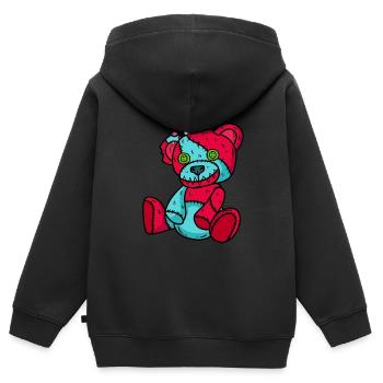 Horreur Teddy Bear Halloween - Sweat Premium à capuche zippé enfant bio - noir - Dos - AI Model Kid Male (0cm)