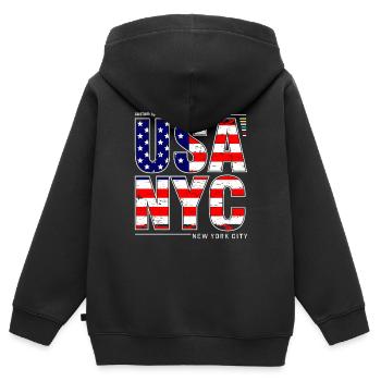 USA NYC New York City Amerikanische Flagge I Love NY - Kinder Premium Organic Zip Hoodie - Schwarz - Hinten - AI Model Kid Male (0cm)