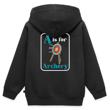 Tir à l’arc Flèche Tir à l’arc Tir à l’arc - Sweat Premium à capuche zippé enfant bio - noir - Dos - AI Model Kid Male (0cm)