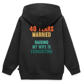 40 years married funny 40th wedding anniversary - Kids Premium Organic Zip-up Hoodie - black - Back - AI Model Kid Male (0cm)
