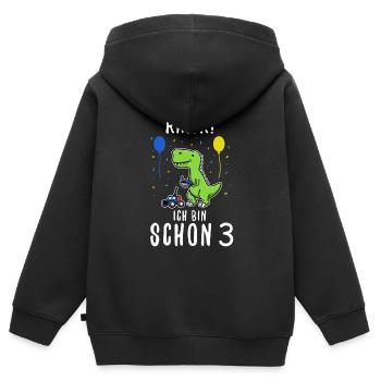 Ich bin schon 3 Dino - Kinder Premium Organic Zip Hoodie - Schwarz - Hinten - AI Model Kid Male (0cm)