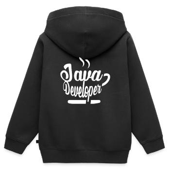 Java Developer Coffee Kaffee - Kids Premium Organic Zip-up Hoodie - black - Back - AI Model Kid Male (0cm)