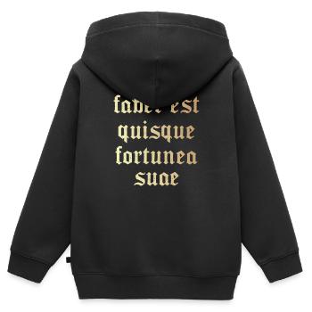 Faber est quisque fortunae suae - Kinder Premium Organic Zip Hoodie - Schwarz - Hinten - AI Model Kid Male (0cm)