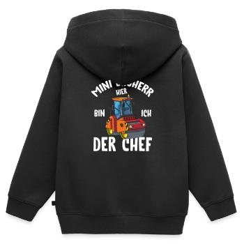 Bauleiter Bauherr Walze Kinder Baustelle - Kinder Premium Organic Zip Hoodie - Schwarz - Hinten - AI Model Kid Male (0cm)
