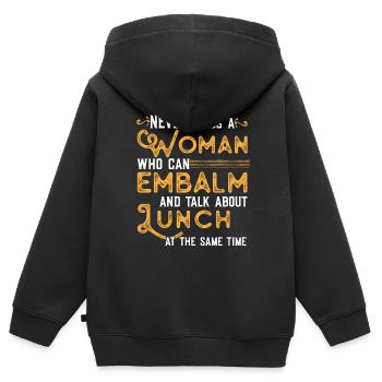 Drôle de dicton de pompes funèbres - Sweat Premium à capuche zippé enfant bio - noir - Dos - AI Model Kid Male (0cm)