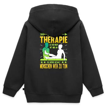Physiotherapie leg dich nicht mit mir an ich werde - Kinder Premium Organic Zip Hoodie - Schwarz - Hinten - AI Model Kid Male (0cm)