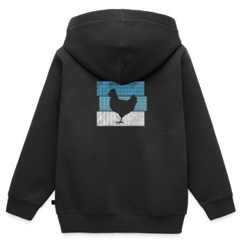 Poulet Poulets Rétro - Sweat Premium à capuche zippé enfant bio - noir - Dos - AI Model Kid Male (0cm)