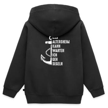 Das Altersheim kann warten ich geh Segeln - Kinder Premium Organic Zip Hoodie - Schwarz - Hinten - AI Model Kid Male (0cm)