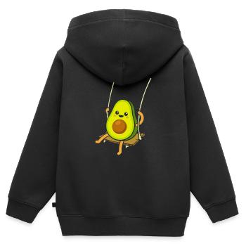 Avocat sur une balançoire - Sweat Premium à capuche zippé enfant bio - noir - Dos - AI Model Kid Male (0cm)