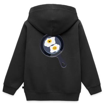 Œufs au plat - Sweat Premium à capuche zippé enfant bio - noir - Dos - AI Model Kid Male (0cm)
