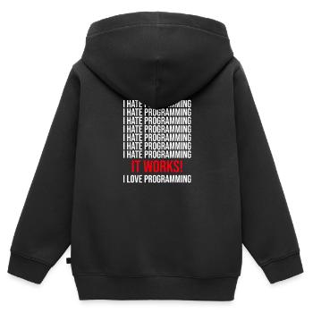 Programmeur Je déteste programmer - Sweat Premium à capuche zippé enfant bio - noir - Dos - AI Model Kid Male (0cm)