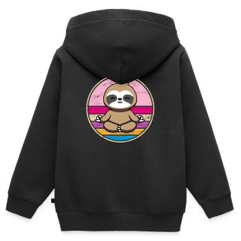 Sloth Namaste Meditation Yoga Chakra Pilates - Kids Premium Organic Zip-up Hoodie - black - Back - AI Model Kid Male (0cm)