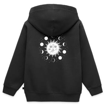 Soleil Lune occulte - Sweat Premium à capuche zippé enfant bio - noir - Dos - AI Model Kid Male (0cm)