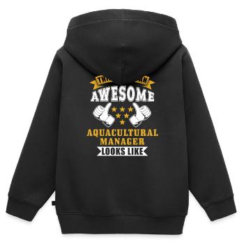 Aquakultur Fischerei Geschenk - Kinder Premium Organic Zip Hoodie - Schwarz - Hinten - AI Model Kid Male (0cm)