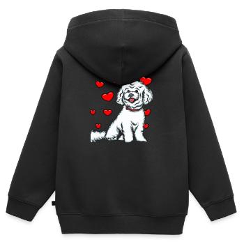 Bichon Frise - Sweat Premium à capuche zippé enfant bio - noir - Dos - AI Model Kid Male (0cm)