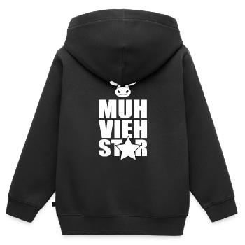 Muh Vieh Star Landwirt Filmstar Kuh Rinderwirt - Kinder Premium Organic Zip Hoodie - Schwarz - Hinten - AI Model Kid Male (0cm)