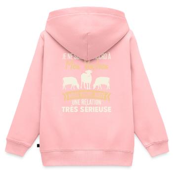 Vaches Je Ne Suis Pas Accro Humour Agriculteur - Sweat Premium à capuche zippé enfant bio - rose - Dos - AI Model Kid Female (0cm)