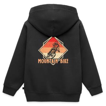 Mountainbike Fahrrad Mountainbike Mountainbiker - Kinder Premium Organic Zip Hoodie - Schwarz - Hinten - AI Model Kid Male (0cm)