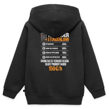 Tiefbauer Stundenlohn - Kinder Premium Organic Zip Hoodie - Schwarz - Hinten - AI Model Kid Male (0cm)