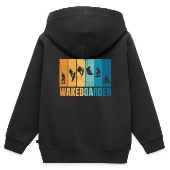 Wakeboarding Wassersport Wakeboarder Wasserski - Kinder Premium Organic Zip Hoodie - Schwarz - Hinten - AI Model Kid Male (0cm)