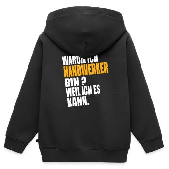 Warum ich Handwerker Bin Weil Ich es Kann - Kinder Premium Organic Zip Hoodie - Schwarz - Hinten - AI Model Kid Male (0cm)