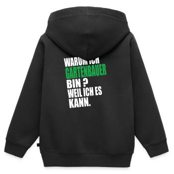 Warum Ich Gartenbauer Bin Weil Ich es Kann - Kinder Premium Organic Zip Hoodie - Schwarz - Hinten - AI Model Kid Male (0cm)