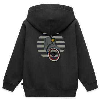 Schwalbe KR51 / Schwalbenfahrer / Ostalgie / Mofa - Sweat Premium à capuche zippé enfant bio - noir - Dos - AI Model Kid Male (0cm)