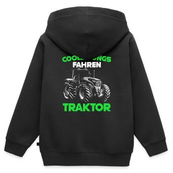 Trecker Kinder Jungen Coole Jungs fahren Traktor - - Kinder Premium Organic Zip Hoodie - Schwarz - Hinten - AI Model Kid Male (0cm)