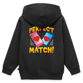 Perfekt Match - Online Dating - Pärchen Matching - Kinder Premium Organic Zip Hoodie - Schwarz - Hinten - AI Model Kid Male (0cm)