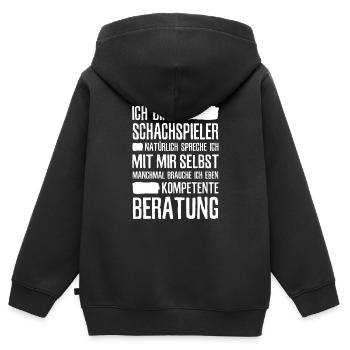 Schachspieler Schach Spruch Schachspiel - Kinder Premium Organic Zip Hoodie - Schwarz - Hinten - AI Model Kid Male (0cm)