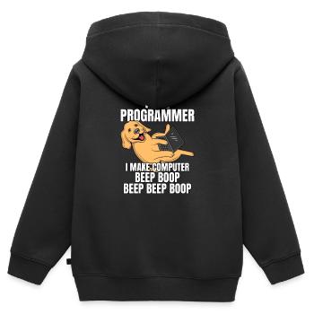 I Are Programmer Computer Beep Boop IT Dog - Kids Premium Organic Zip-up Hoodie - black - Back - AI Model Kid Male (0cm)