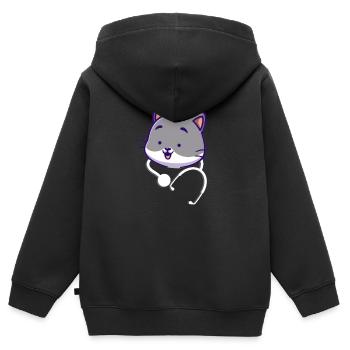 Stéthoscope mignon - Sweat Premium à capuche zippé enfant bio - noir - Dos - AI Model Kid Male (0cm)