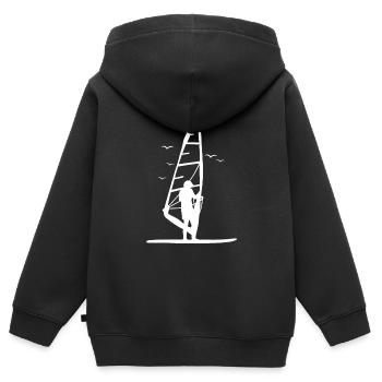 Cadeau Windsurfer - Sweat Premium à capuche zippé enfant bio - noir - Dos - AI Model Kid Male (0cm)