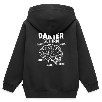 Darts Gehirn Dartspieler Darten Lustig Dart - Kinder Premium Organic Zip Hoodie - Schwarz - Hinten - AI Model Kid Male (0cm)