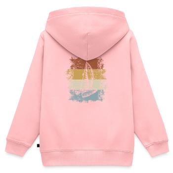 Catamaran Voilier - Sweat Premium à capuche zippé enfant bio - rose - Dos - AI Model Kid Female (0cm)