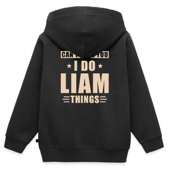 Liam things - Kinder Premium Organic Zip Hoodie - Schwarz - Hinten - AI Model Kid Male (0cm)