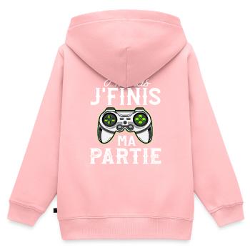 Tee Shirt Homme Humour Geek Ado Cadeau Gamer - Sweat Premium à capuche zippé enfant bio - rose - Dos - AI Model Kid Female (0cm)