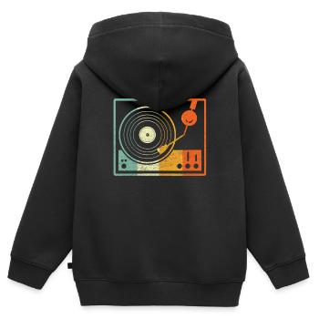Vinyl Retro - Kinder Premium Organic Zip Hoodie - Schwarz - Hinten - AI Model Kid Male (0cm)