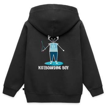 Kitesurfen Kiteboarding Kite Kiten - Kinder Premium Organic Zip Hoodie - Schwarz - Hinten - AI Model Kid Male (0cm)