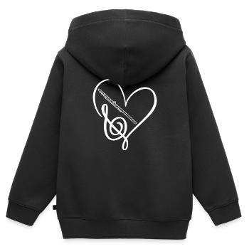Love Clef Flutes Joueur Flûte Flûte - Sweat Premium à capuche zippé enfant bio - noir - Dos - AI Model Kid Male (0cm)