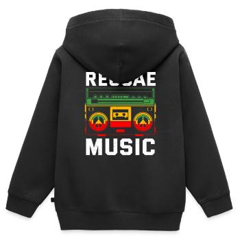 Reggae Music Musicians Radio Stereo Box - Sweat Premium à capuche zippé enfant bio - noir - Dos - AI Model Kid Male (0cm)