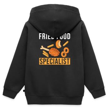 Frittiertes Essen - Kinder Premium Organic Zip Hoodie - Schwarz - Hinten - AI Model Kid Male (0cm)