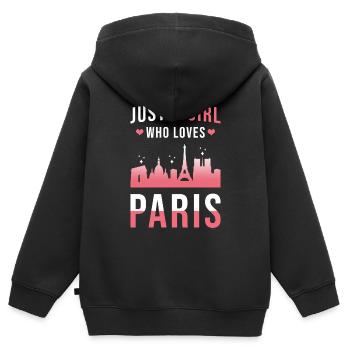 Paris - Sweat Premium à capuche zippé enfant bio - noir - Dos - AI Model Kid Male (0cm)