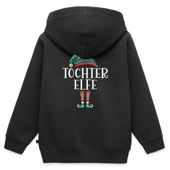 Weihnachten Partnerkostüm Tochter Elf Elfe Elfen - Kinder Premium Organic Zip Hoodie - Schwarz - Hinten - AI Model Kid Male (0cm)