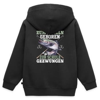 Angeln Angler junge zum angeln geboren - Kinder Premium Organic Zip Hoodie - Schwarz - Hinten - AI Model Kid Male (0cm)