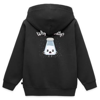 Jeu de mots salé - Sweat Premium à capuche zippé enfant bio - noir - Dos - AI Model Kid Male (0cm)